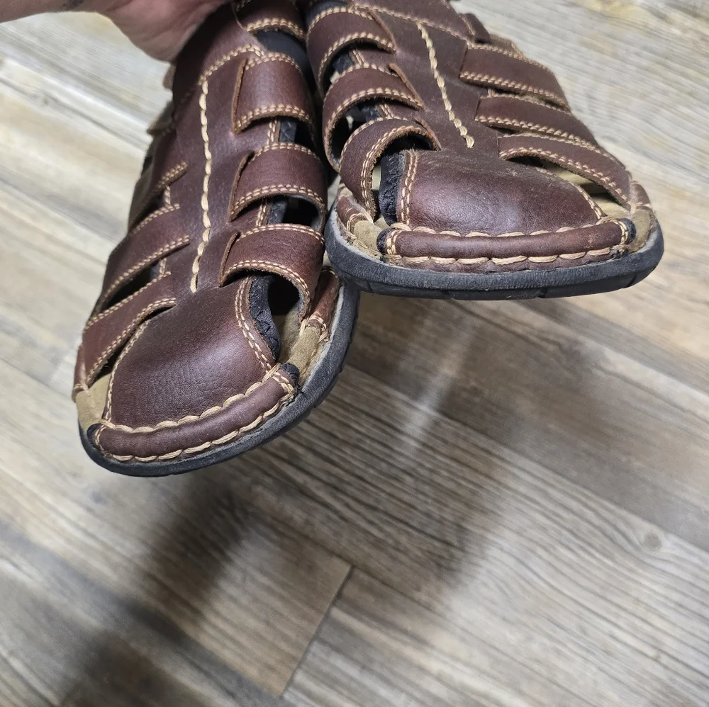 Skechers Fisherman Leather Sandals Men's 14 Brown Comfort Cushioned